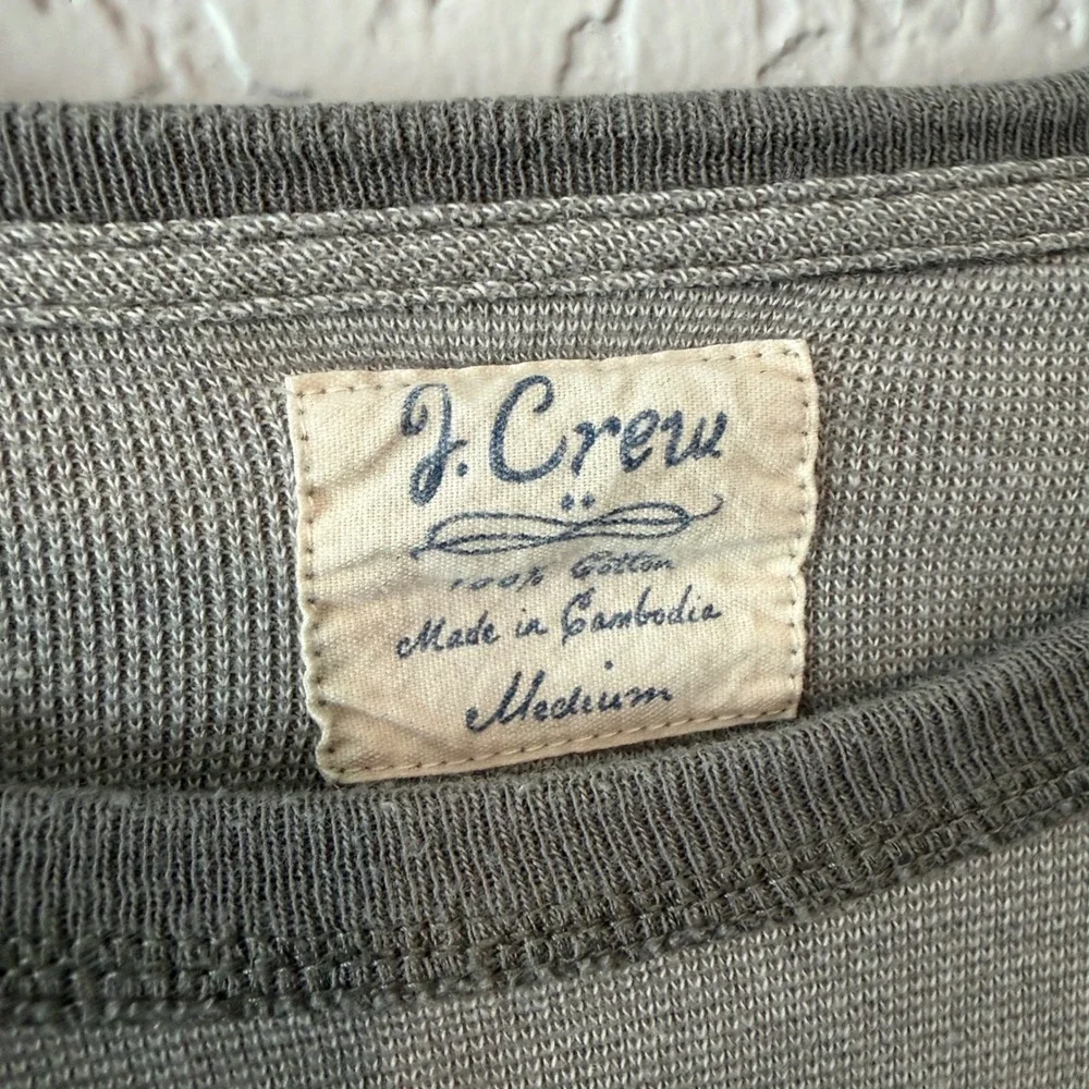 J. Crew Waffle Knit Thermal Long Sleeve Shirt Medium Gray Heritage Workwear